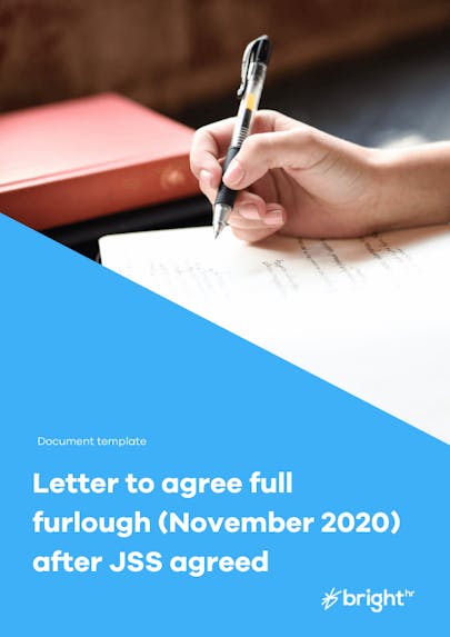Letter to agree full furlough (November 2020) after JSS agreed