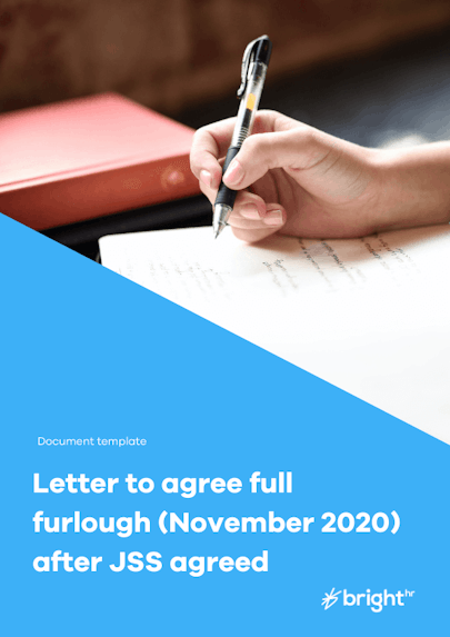 Letter to agree full furlough (November 2020) after JSS agreed