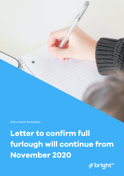 Letter to confirm full furlough will continue from November 2020