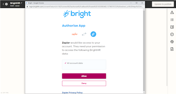 Zapier authorize