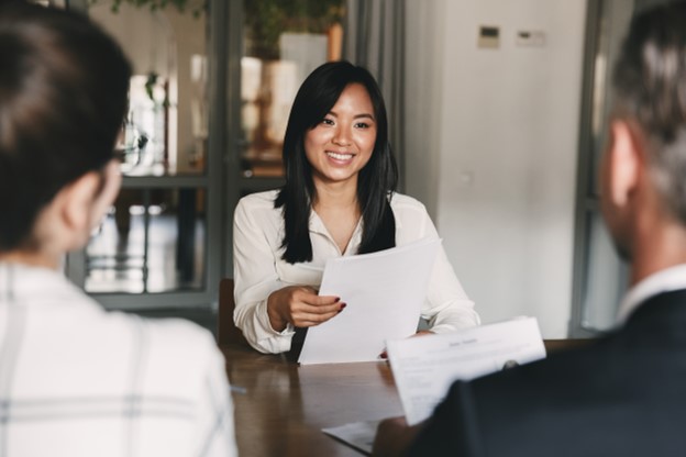 an employee enjoying a catch up with their emplpyer