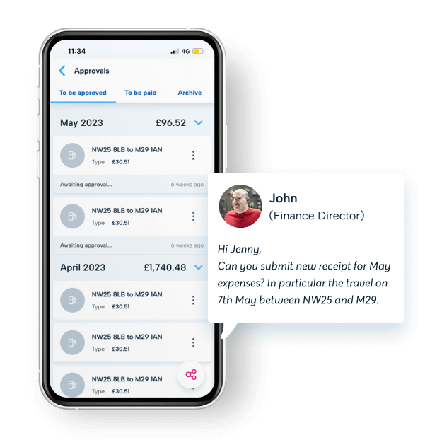 Phone showcasing BrightHR's expense tracking app PoP