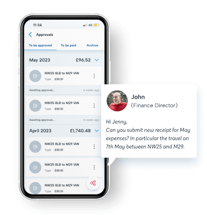expense tracker app Phone showcasing BrightHR's expense tracking app PoP