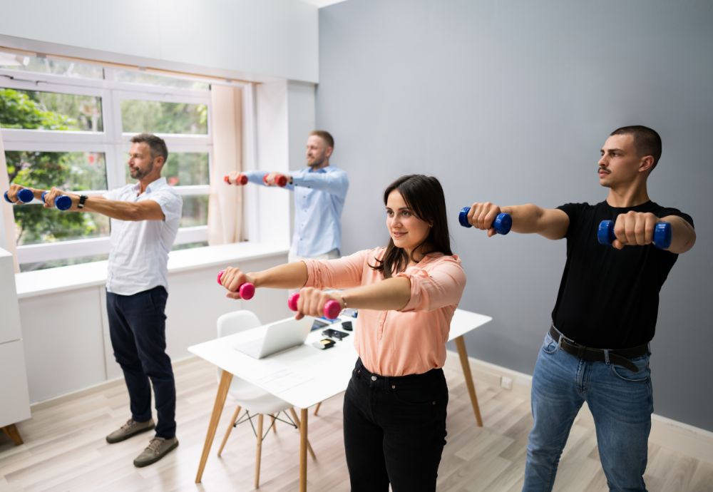 Employees taking part in a wellness program to try and reduce the amount of sick days in the office