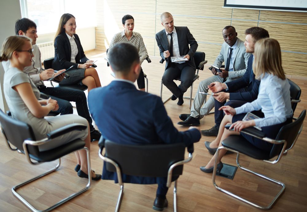 A working group learning about how to avoid unconscious bias in the workplace