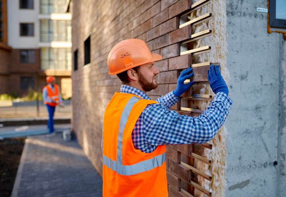 A person replacing external cladding to ensure  fire proofing