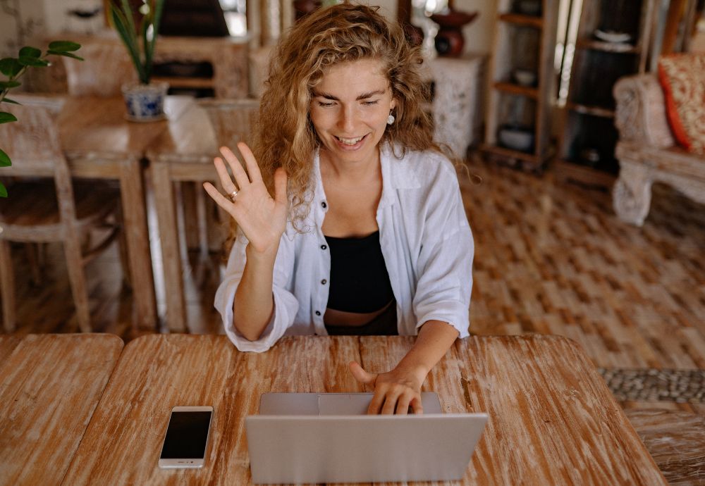 a person meeting new people as part of the induction process over video call