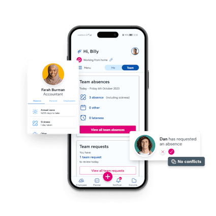 Holiday management app interface