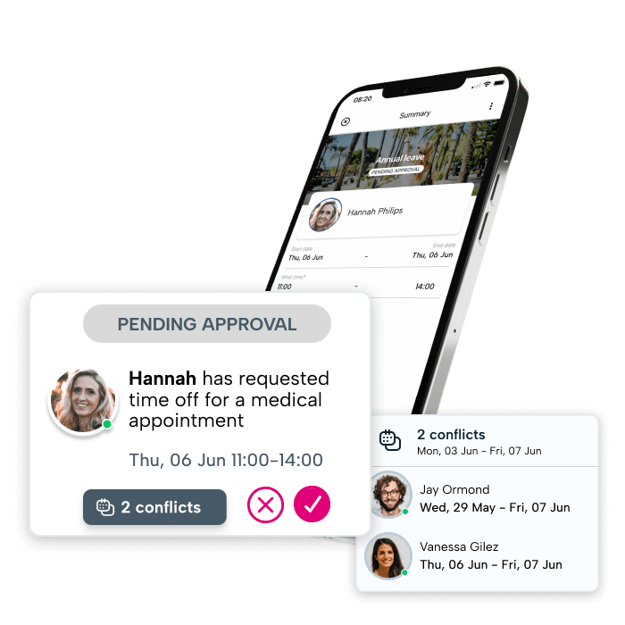 Sick Leave and absence tracker app on a phone Sick Leave and absence tracker app on a phone