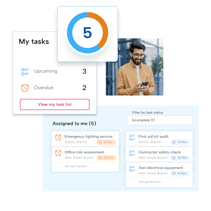 HR Software showing health and safety task management
