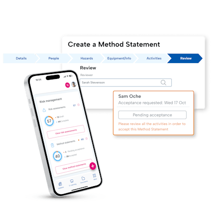 App showing the method statement interface