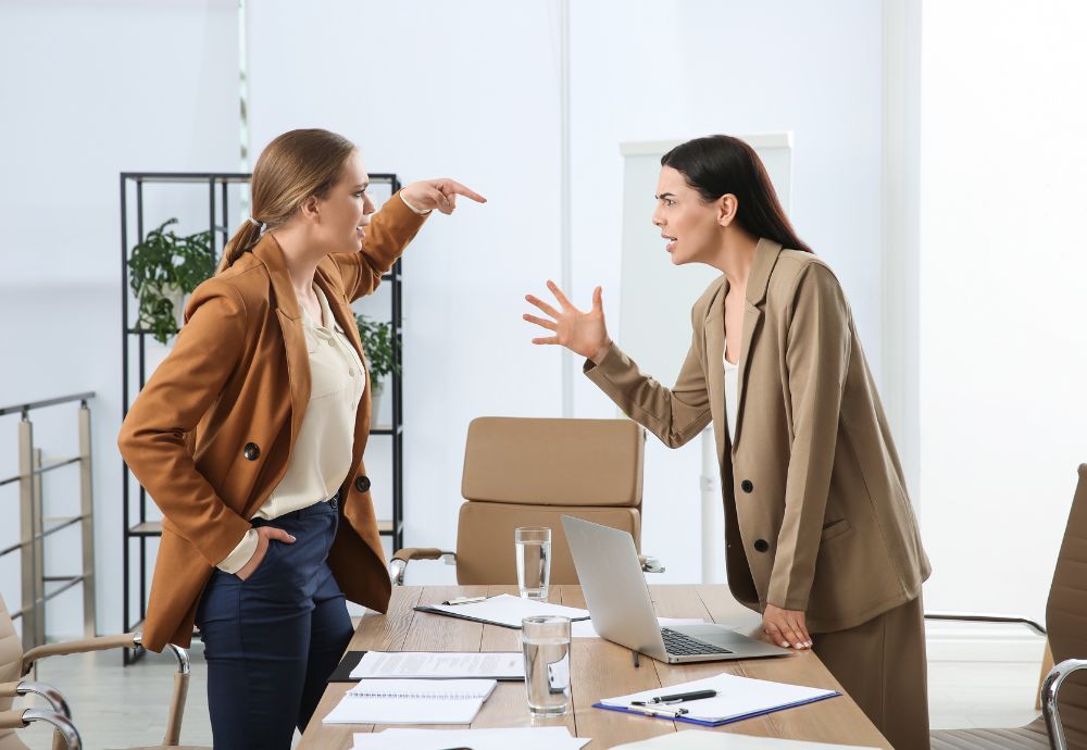 Two people having a workplace conflict