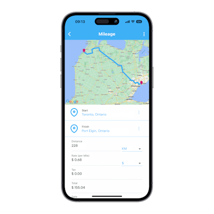 Mileage Tracker Mileage tracker for business in Canada on phone