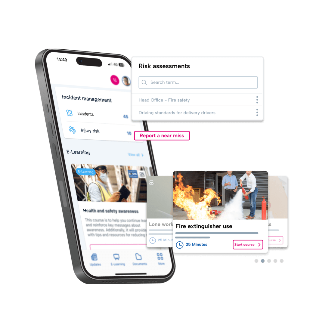 Phone displaying the BrightSafe health & safety management app