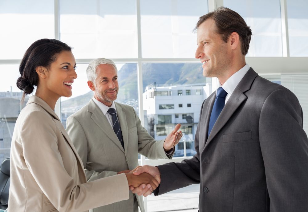 A person being introduced to another person as an external hire
