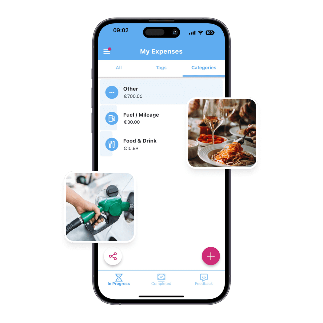 Business expense tracker app on phone