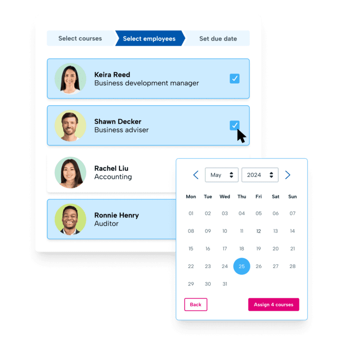 Assigning employees to a learning management course