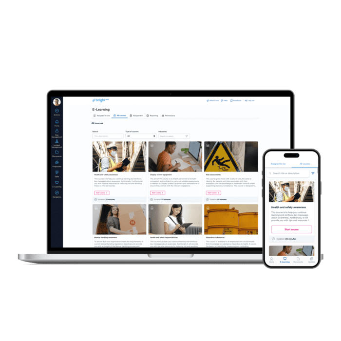 Health and Safety courses online Laptop and mobile displaying online safety courses for Australian businesses
