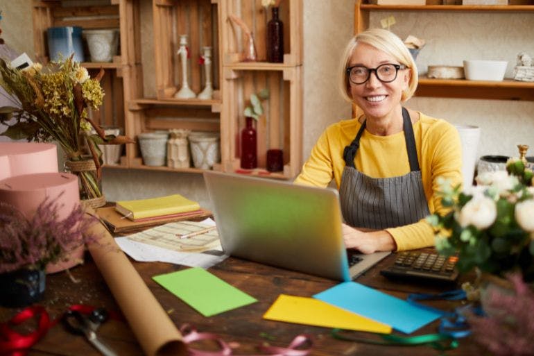 small business owner on laptop