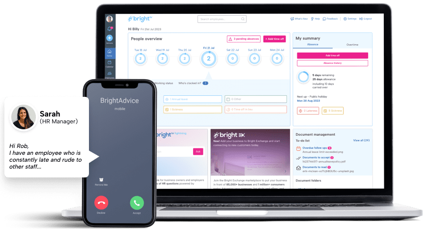 BrightHR  software interface