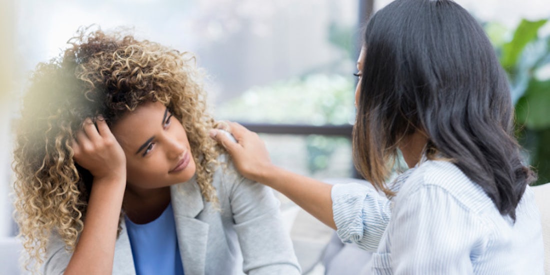 female employer supporting employee with mental health