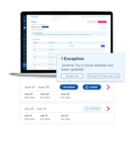 Payroll Software exception feature from BrightHR