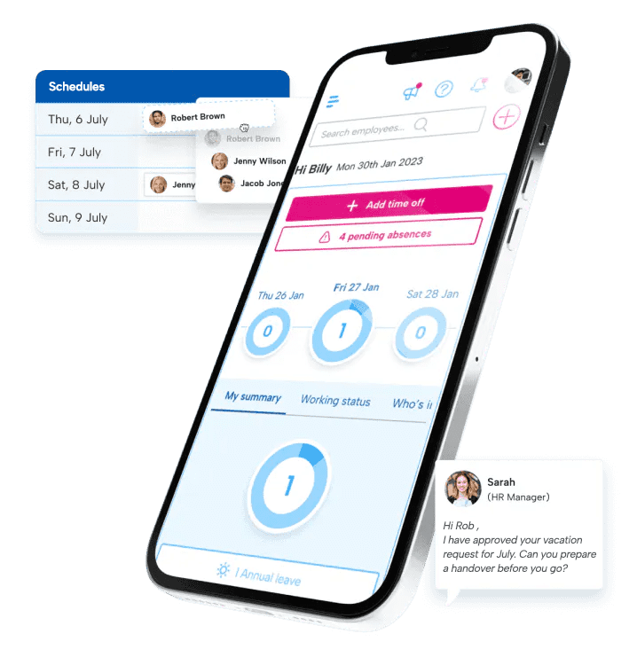 HR software app interface HR software app interface