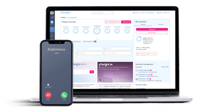Self-service HR and payroll software BrightHR dashboard on mobile and desktop