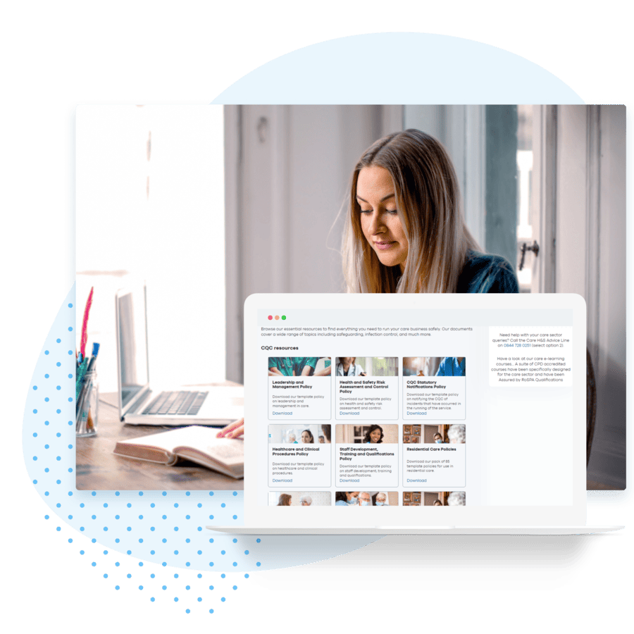 Care sector management tools Care sector management tools on laptop