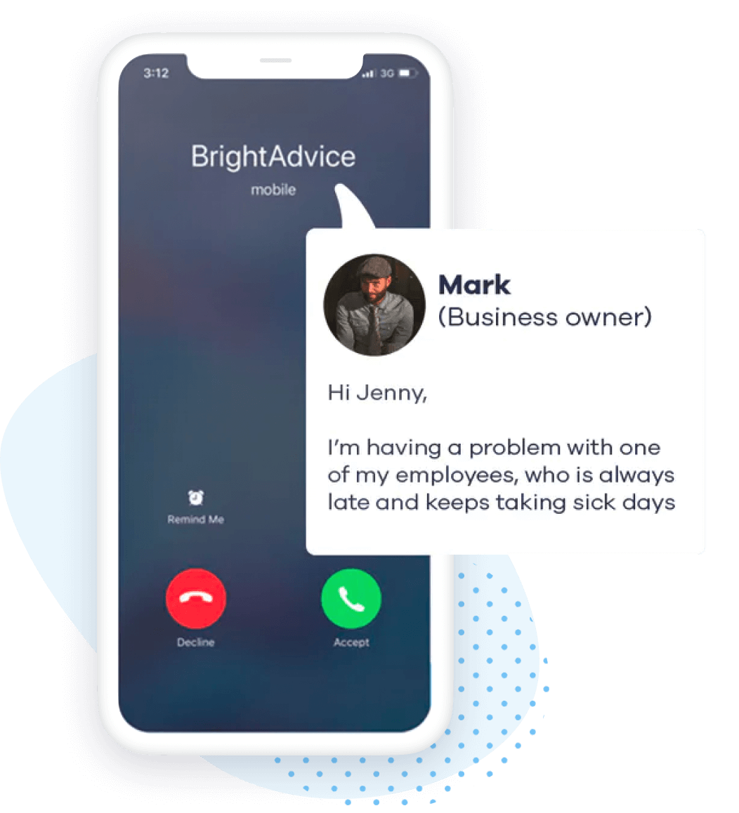 Mobile phone showing a call to BrightAdvice line