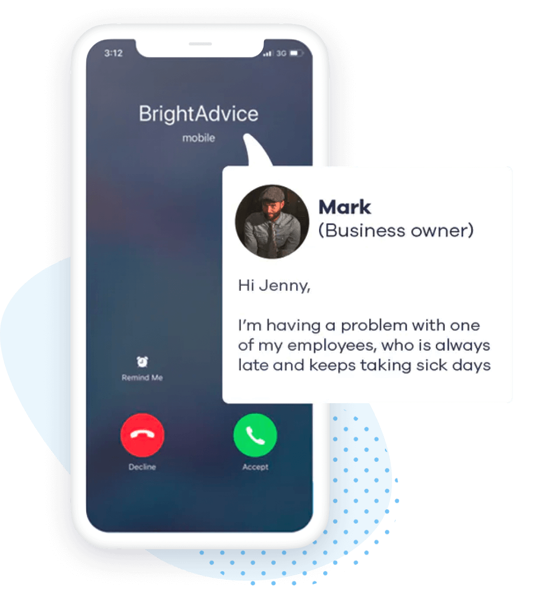 Mobile phone showing a call to BrightAdvice line