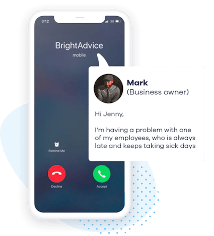 Mobile phone showing a call to BrightAdvice line