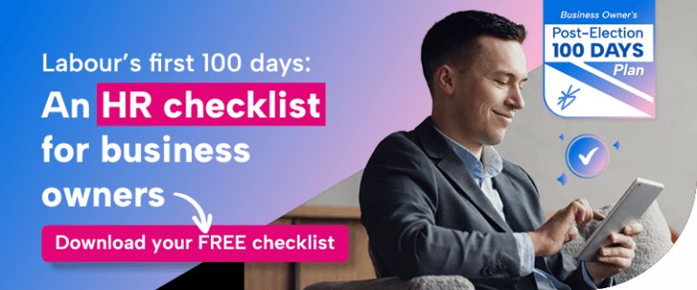 Man reading a free HR checklist about Labours first 100 days.