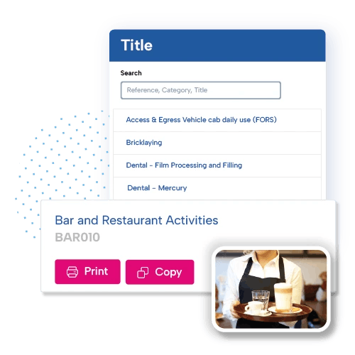 list of risk assessment forms for different types of business'