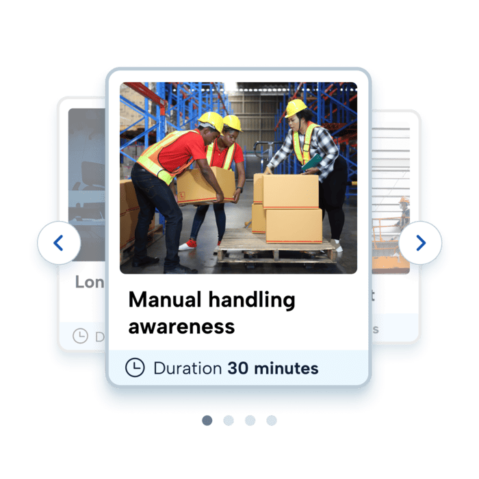 Online health and safety courses Screenshot of BrightSafe's e-learning course on manual handling.