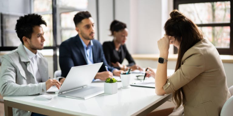 A manager attending a disciplinary meeting