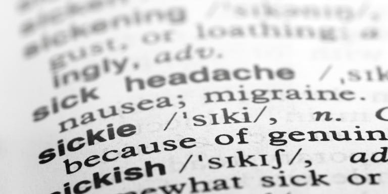 A dictionary definition of the word "Sickie"