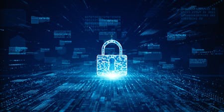 Data and security compliance A digital padlock depicting data protection and software security