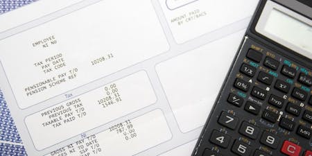 Employee payroll numbers A payslip for an employee with numbers and details of their salary