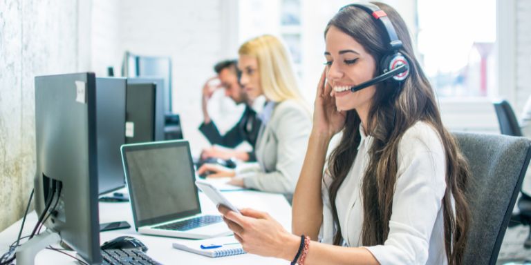A service provider providing managed payroll services over the phone to a customer