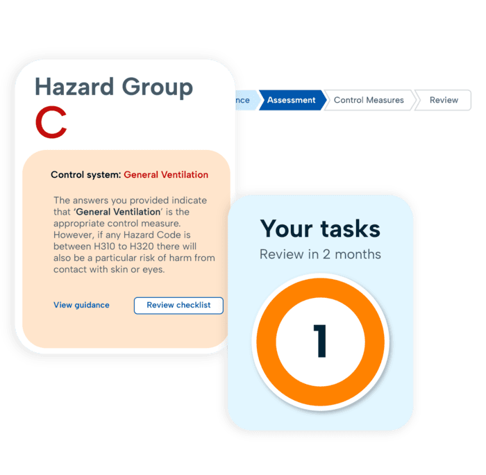 Screenshot of BrightSafe's hazardous chemical hazard groups.