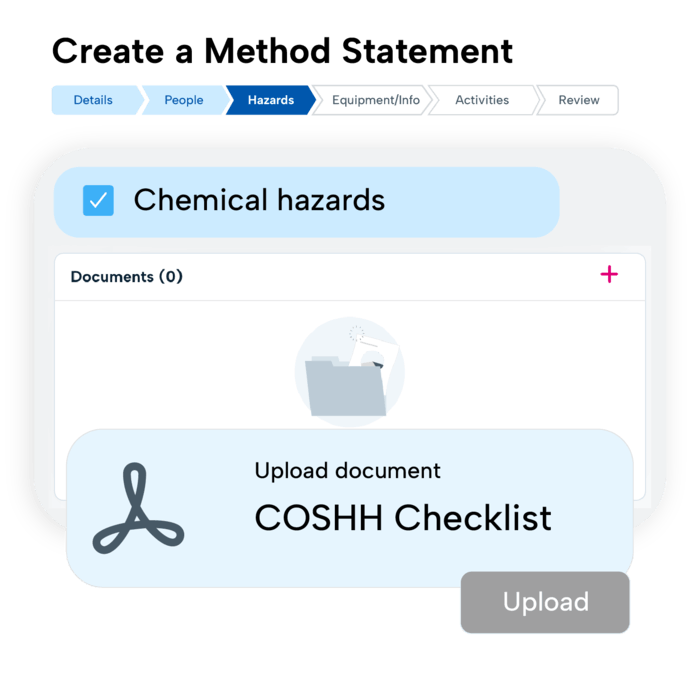 Chemical Hazards Documentation Upload Screenshot of BrightSafe's Documentation Upload