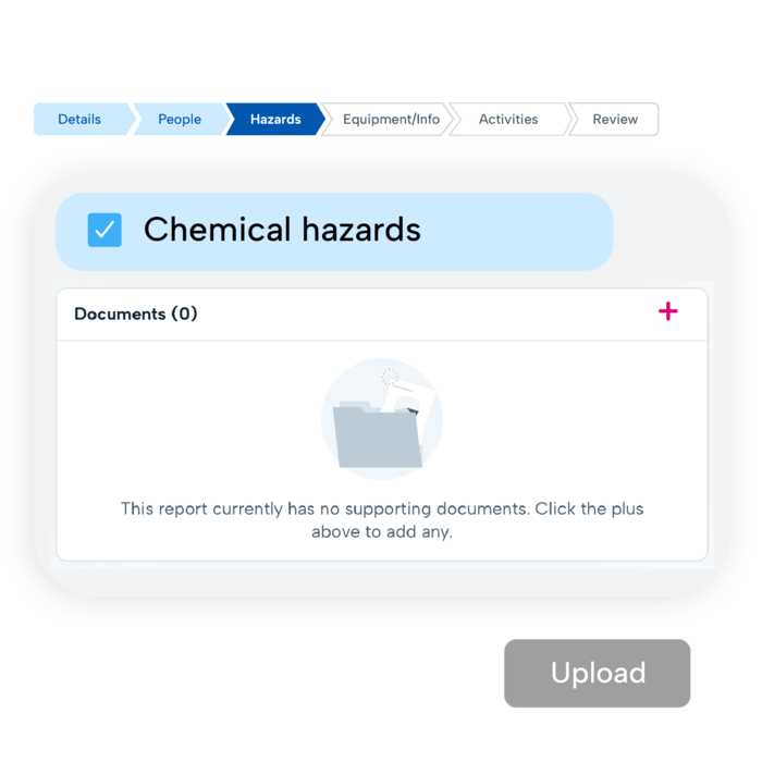 Chemical Hazard Documentation Upload System Screenshot of BrightSafe's Documentation Upload
