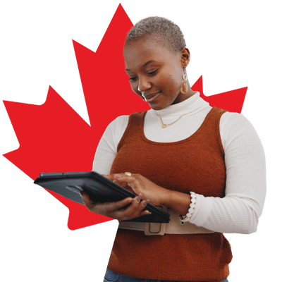 Lady holding a tablet using BrightHR on a browser