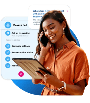 24/7 HR advice Woman on the the phone to BrightHR's HR advice line