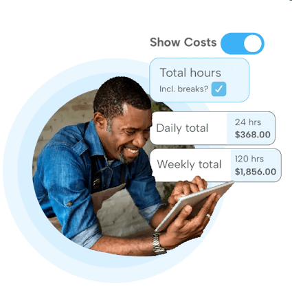 A man with a tablet, looking at costs of shifts