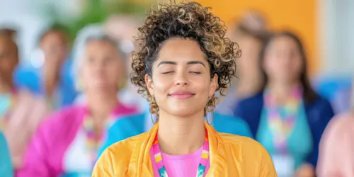 Woman meditating for improved mental health