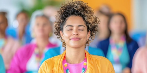 Woman meditating for improved  mental health