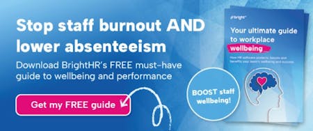 BrightHR guide to employee wellbeing and performance Image of BrightHR employee wellbeing and performance guide with download