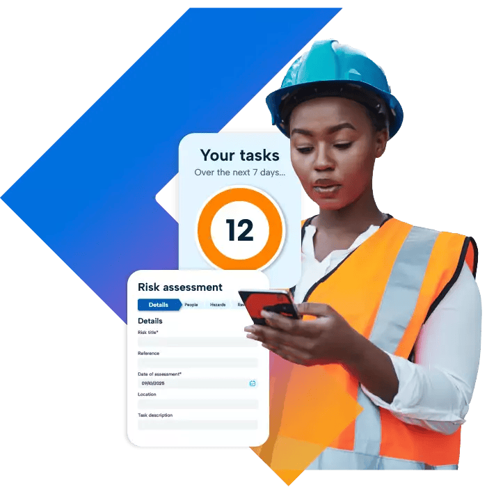 Construction Construction worker using HR app